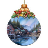 Arctic Mountain Homes Wooden Ornaments by G.Debrekht - Wildlife Holiday Decor - 870014