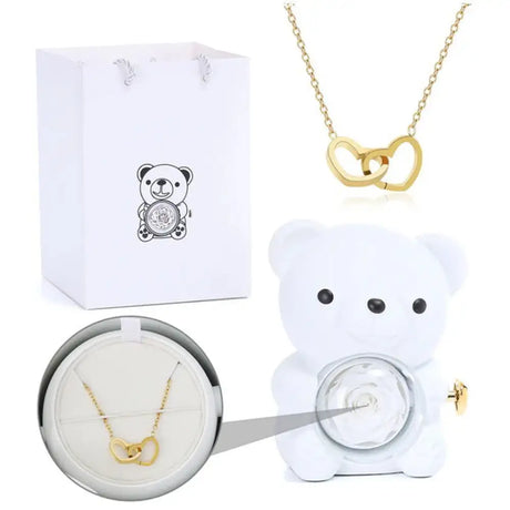 Engraved Double Heart Necklace Simple Rose Gift Set - Lootquake