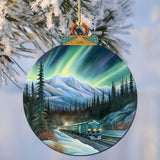 Arctic Light Show Wooden Ornaments by G.Debrekht - Wildlife Holiday Decor - 870040