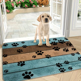 Felpudo ultraabsorbente con huellas de perro: elegante alfombra de entrada para patas embarradas, de secado rápido, antideslizante, ideal para hogares con mascotas concurridos.
