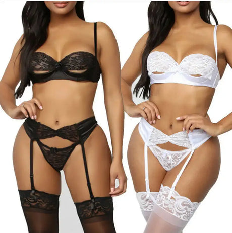 Feminine Lace Hollow Sexy Lingerie Set - Lootquake