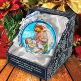 Jesus and Angel Cut Ball Glass Ornament by G. DeBrekht - Nativity Holiday Decor - 764-006