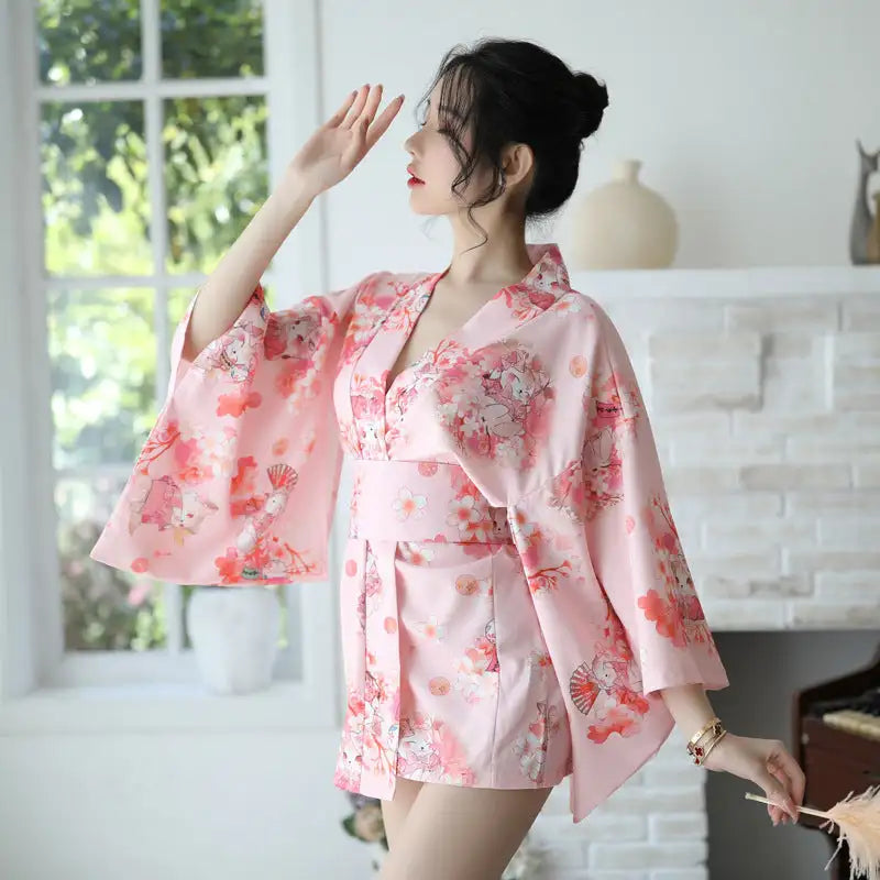 New Aexy Lingerie Manufacturers Supply Sexy Lingerie Women New Japanese Printed Kimono Suit Bathrobe - Lootquake