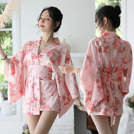 New Aexy Lingerie Manufacturers Supply Sexy Lingerie Women New Japanese Printed Kimono Suit Bathrobe - Lootquake