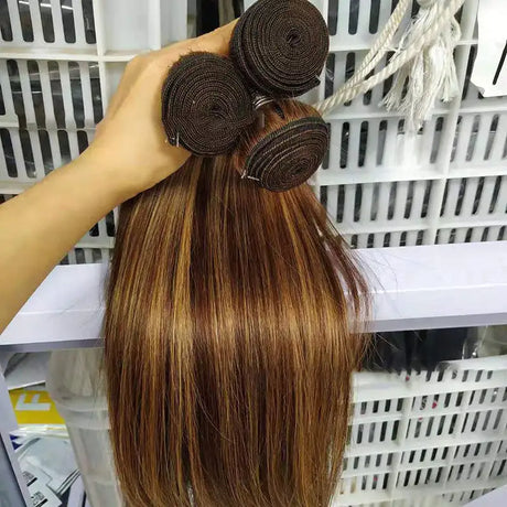 Highlight bundles with closure straight brazilian human hair - Lootquake