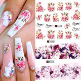Rose Nail Sticker Red Flower Bowknot Lace