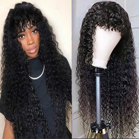 Shunfa Full-mechanical Curved Bangs Inverted Headgear Brazil Hair Wave Human Hair Headgear - Lootquake