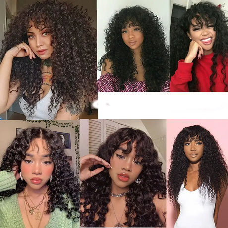 Shunfa Full-mechanical Curved Bangs Inverted Headgear Brazil Hair Wave Human Hair Headgear - Lootquake