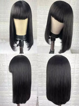 Brazilian Straight Black 100 Real Hair 30Inch Long Bangs Wig - Lootquake