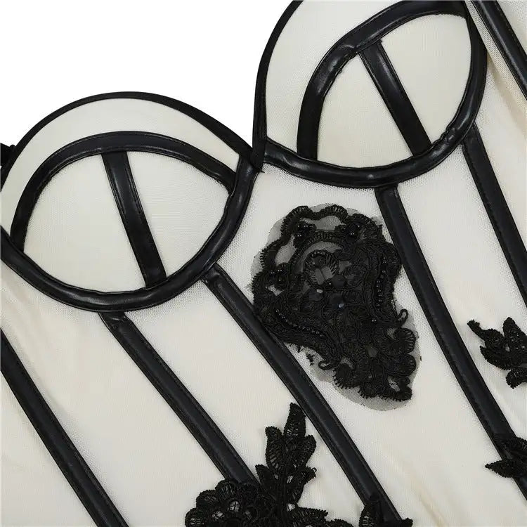 Gauze Cup Garter Stockings Sexy Lingerie - Lootquake