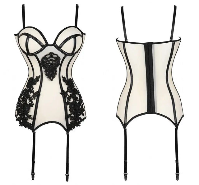 Gauze Cup Garter Stockings Sexy Lingerie - Lootquake