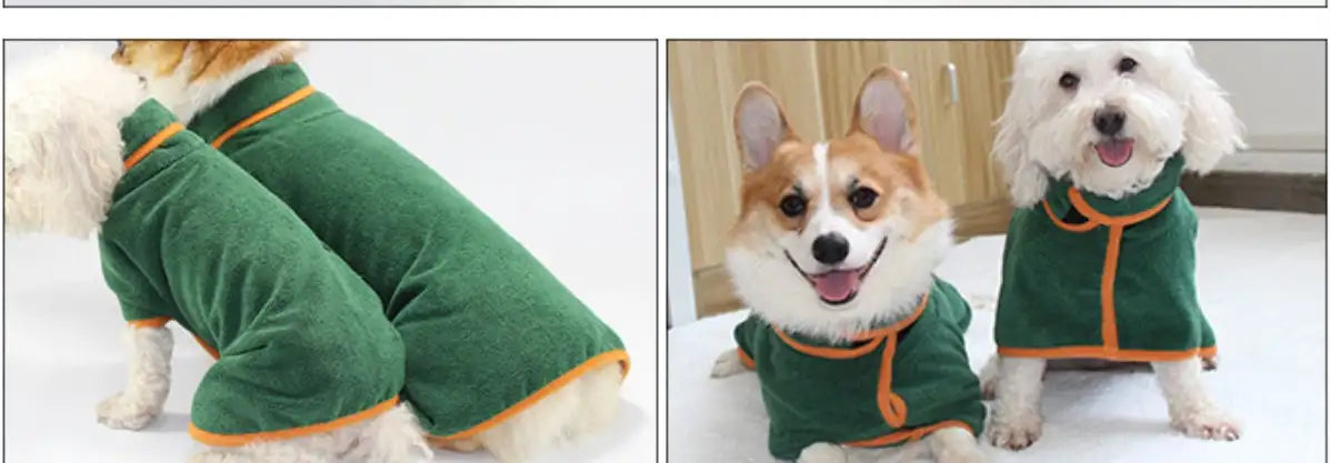 Pet Puppy Clothes Bathing Robe Neck Pet Clothes Tucked Waist Dog Shirts - Lootquake