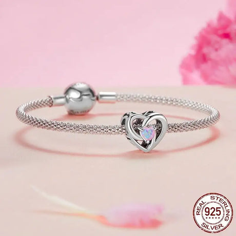 Heart Of Eternity Beaded S925 Sterling Silver Hollow - Lootquake