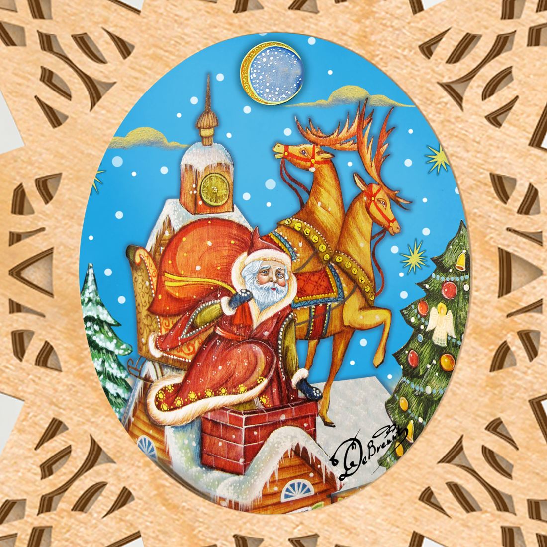 Adorno para la azotea del árbol de Navidad de G.DeBrekht - Decoración navideña de Papá Noel y muñeco de nieve - 89494