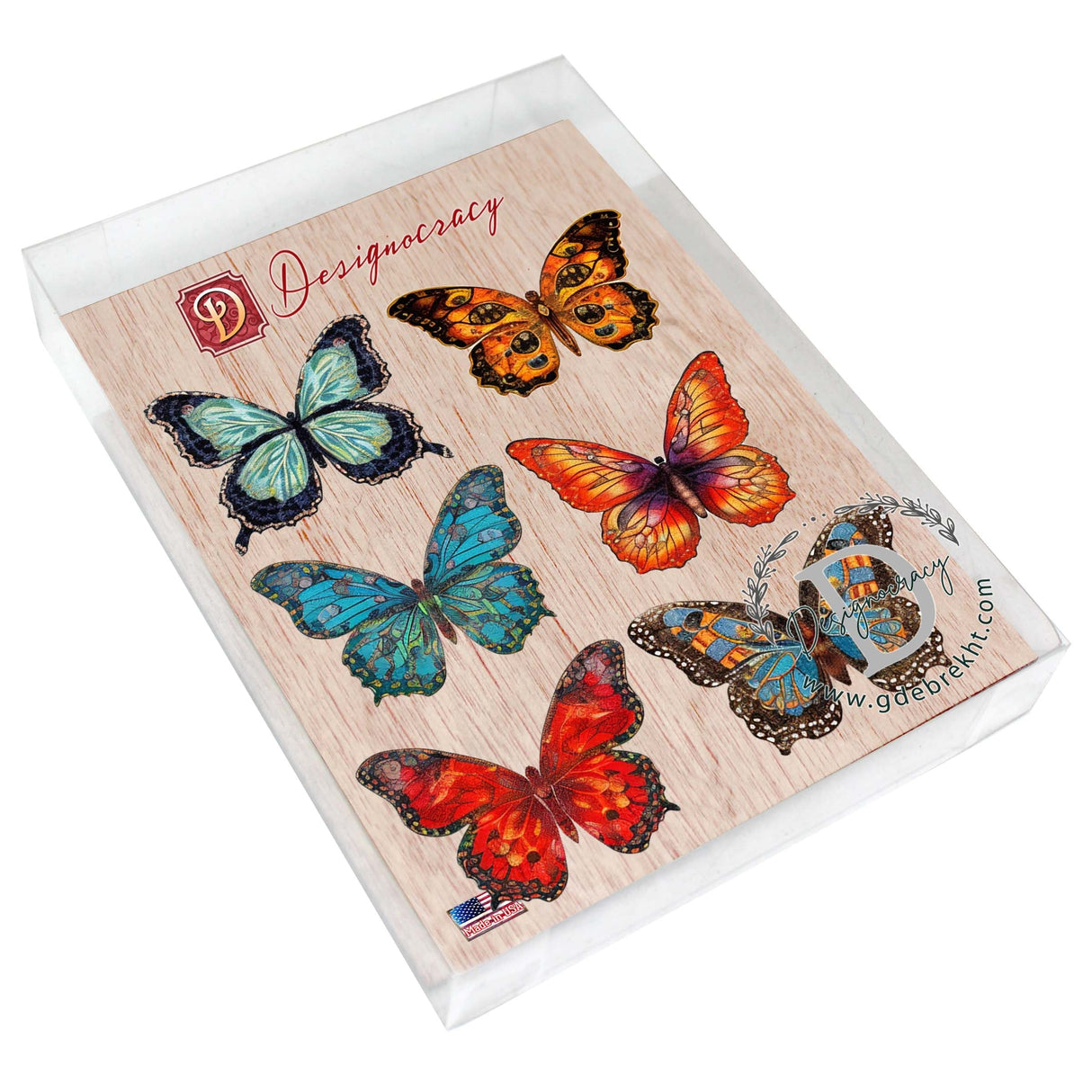 Summer Butterfly Decorative Wooden Magnets Set of 6 by G. Debrekht - Wildlife Decor - 8090012-2G-S6
