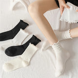 6 Pairs Lettuce Trim Socks, Sweet & Comfy Mid Tube Socks, Women's Stockings & Hosiery