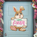 Happy Easter Bunny Wooden Door Hanger by G. DeBrekht - Easter Spring Decor - 815433-1H