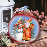 Adorno de cristal grande "Amigo de Papá Noel" de G.Debrekht - Decoración navideña de muñeco de nieve de Papá Noel - 73941