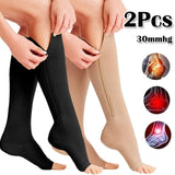 Calcetines de compresión transpirables ultra cómodos (2 unidades/1 par): suaves, sin costuras y con soporte, con cremallera lateral para hombres y mujeres, ideales para uso diario, viajes y deportes.