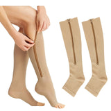 Calcetines de compresión transpirables ultra cómodos (2 unidades/1 par): suaves, sin costuras y con soporte, con cremallera lateral para hombres y mujeres, ideales para uso diario, viajes y deportes.