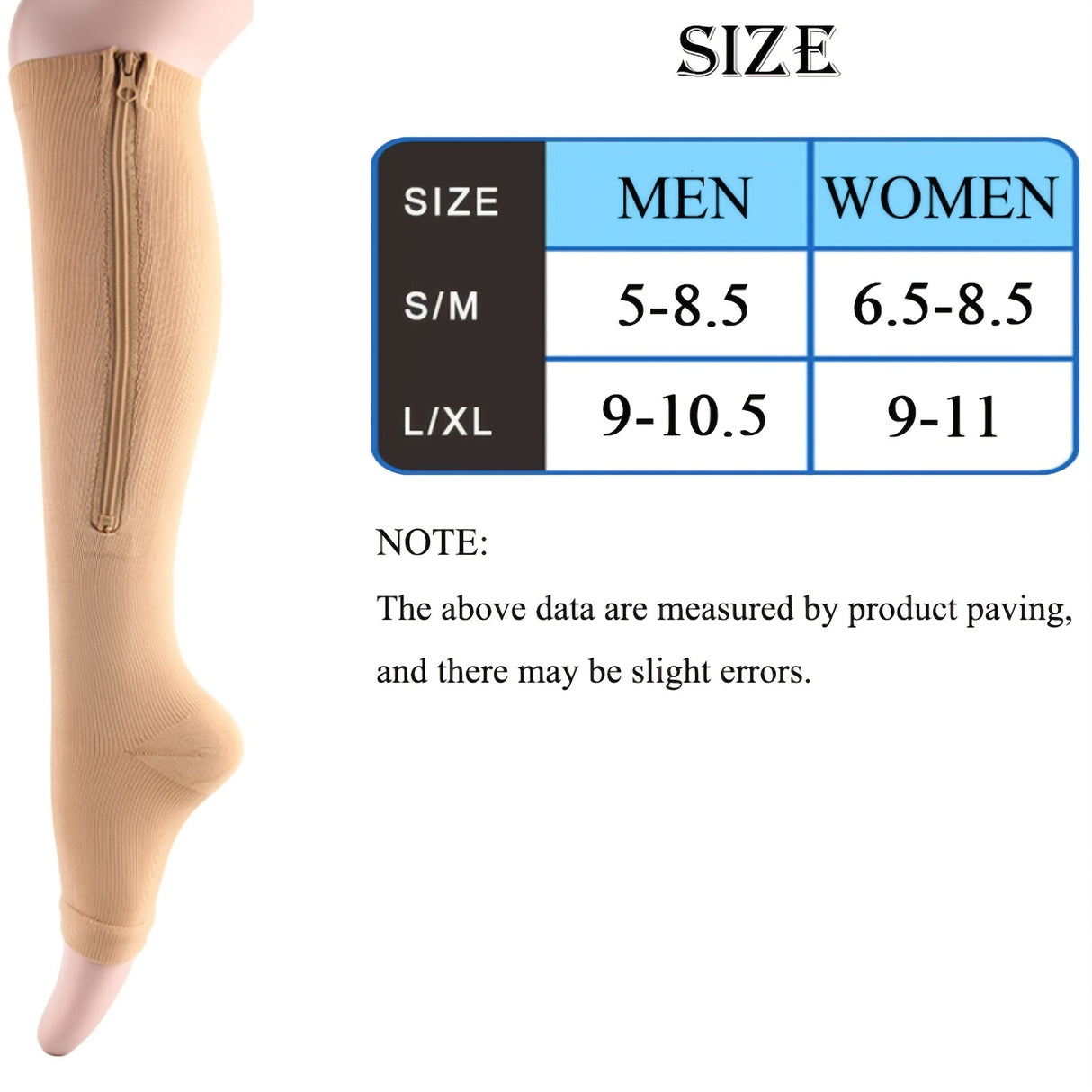Calcetines de compresión transpirables ultra cómodos (2 unidades/1 par): suaves, sin costuras y con soporte, con cremallera lateral para hombres y mujeres, ideales para uso diario, viajes y deportes.