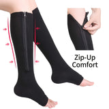 Calcetines de compresión transpirables ultra cómodos (2 unidades/1 par): suaves, sin costuras y con soporte, con cremallera lateral para hombres y mujeres, ideales para uso diario, viajes y deportes.