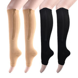 Calcetines de compresión transpirables ultra cómodos (2 unidades/1 par): suaves, sin costuras y con soporte, con cremallera lateral para hombres y mujeres, ideales para uso diario, viajes y deportes.