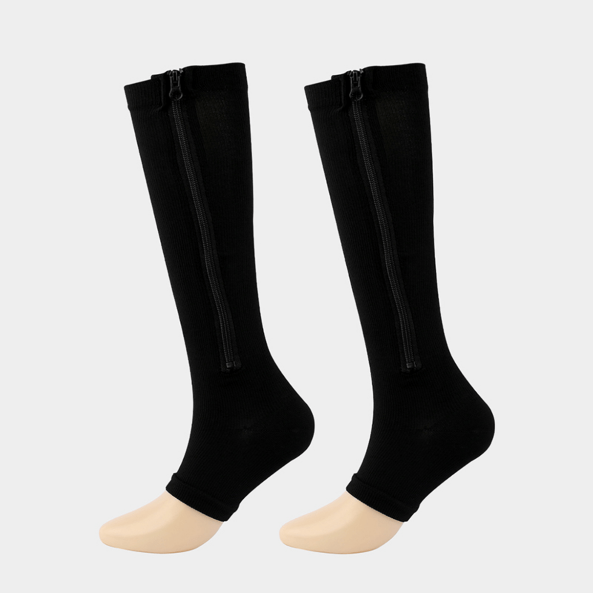 Calcetines de compresión transpirables ultra cómodos (2 unidades/1 par): suaves, sin costuras y con soporte, con cremallera lateral para hombres y mujeres, ideales para uso diario, viajes y deportes.