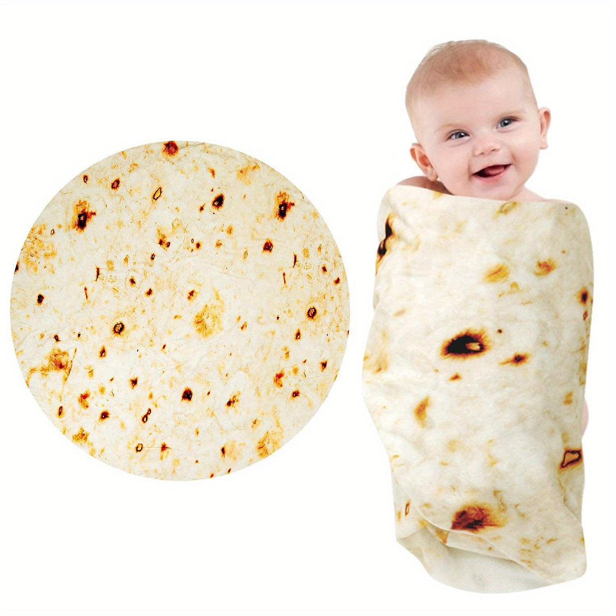 Couverture bébé en flanelle douce 285 g/m², motif tortilla – Le cadeau idéal pour une baby shower ! Cadeau d'Halloween ou de Noël.
