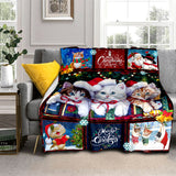 1pc Cozy Christmas Cat Santa Claus Flannel Blanket - Soft, Warm, Lightweight, Digital Printing Fleece Throw for Sofa, Bed, Travel, Camping, Living Room, Office, Couch, Chair - Perfect Gift for Family or Friends with Festive H