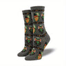 Calcetines de media caña cómodos y transpirables de mezcla de algodón con estampado gráfico de Halloween creativo y antideslizante para hombre, para uso diario en otoño e invierno, regalos de cumpleaños.