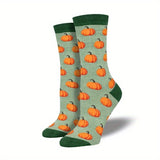 Calcetines de media caña cómodos y transpirables de mezcla de algodón con estampado gráfico de Halloween creativo y antideslizante para hombre, para uso diario en otoño e invierno, regalos de cumpleaños.