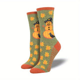 Calcetines de media caña cómodos y transpirables de mezcla de algodón con estampado gráfico de Halloween creativo y antideslizante para hombre, para uso diario en otoño e invierno, regalos de cumpleaños.