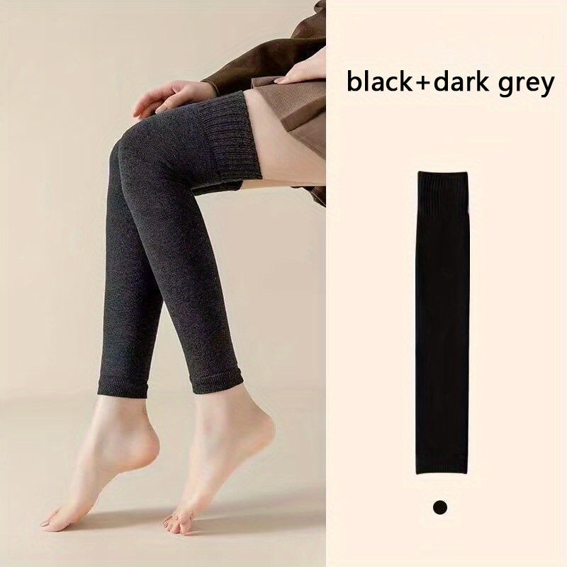 Lot de 2 paires de chaussettes épaisses et chaudes, chaussettes simples et épaisses au-dessus du genou, bas et collants pour femmes
