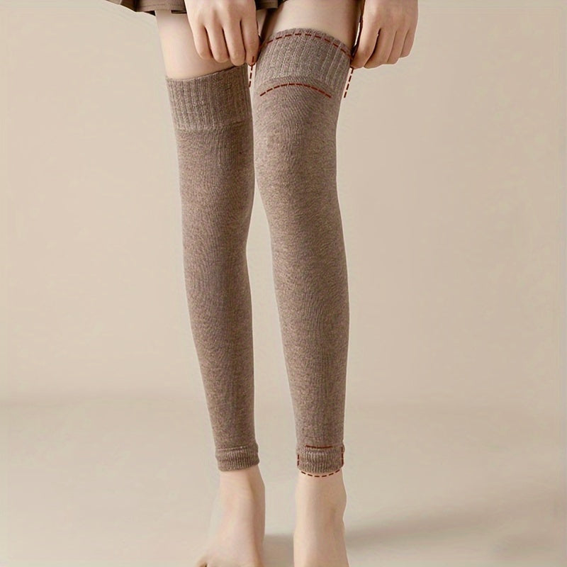 Lot de 2 paires de chaussettes épaisses et chaudes, chaussettes simples et épaisses au-dessus du genou, bas et collants pour femmes