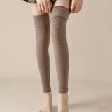 Lot de 2 paires de chaussettes épaisses et chaudes, chaussettes simples et épaisses au-dessus du genou, bas et collants pour femmes