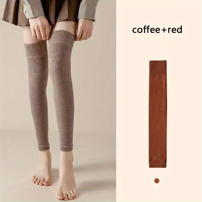 Lot de 2 paires de chaussettes épaisses et chaudes, chaussettes simples et épaisses au-dessus du genou, bas et collants pour femmes