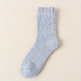 5pairs Socks Men's Winter Terry Socks Fleece Thickened Solid Color Mid Tube Socks Parallel Line Towel Socks Warm Floor Socks