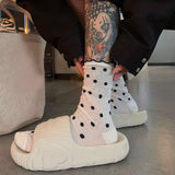 1 Pair Of Polka Dot Print Crew Socks, Sweet Style Cozy Breathable All-match Mid-tube Socks, Women's Stockings & Hosiery
