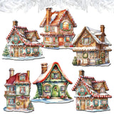 Dream Houses Decorative Wooden Clip-on Ornaments Set of 6 by G. Debrekht - Christmas Decor - 8090029C-S6