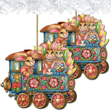 Easter Bunny Train Wooden Ornaments by G. DeBrekht Easter Spring Decor - 8652781
