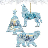 Woodsy Wildlife Wooden Ornaments Set of 3 by G. DeBrekht - Wildlife Holiday Décor - 8100043S3