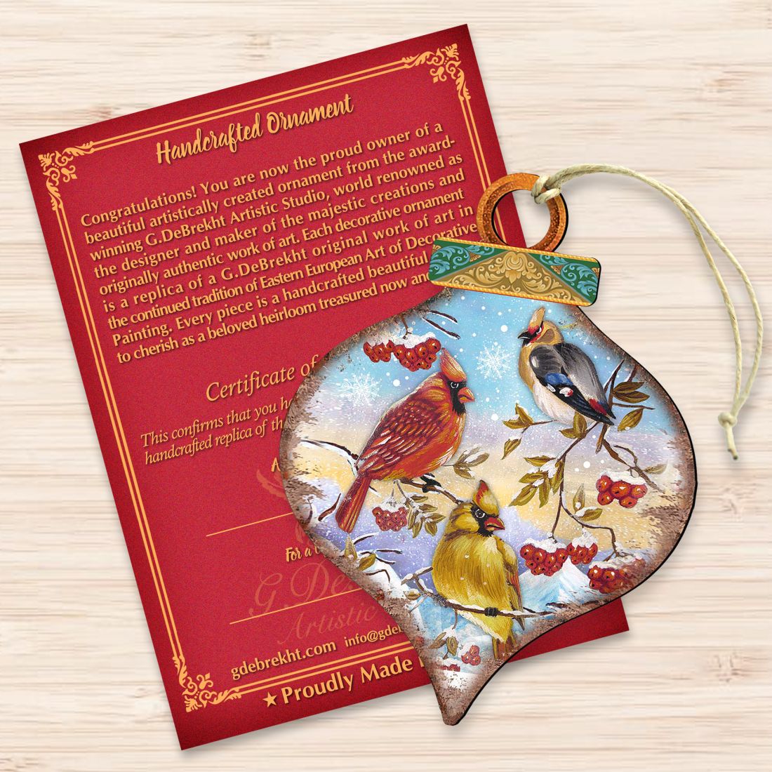 Birds Drop Wooden Ornaments by G. DeBrekht - Christmas Decor - 8035222