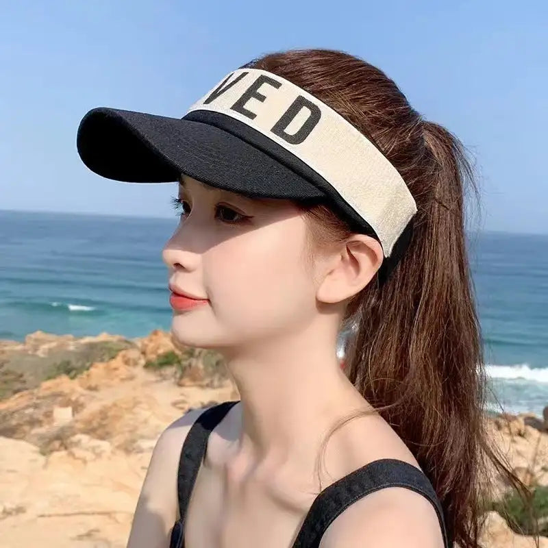 Sunlight Blocker For Summer Letter Without Top LOVED Korean - Lootquake