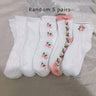 5 pares de calcetines con textura floral, bonitos y suaves, con ribete de volantes, medias y calcetería para mujer.