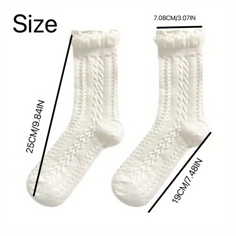5 pares de calcetines con textura floral, bonitos y suaves, con ribete de volantes, medias y calcetería para mujer.