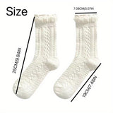 5 pares de calcetines con textura floral, bonitos y suaves, con ribete de volantes, medias y calcetería para mujer.