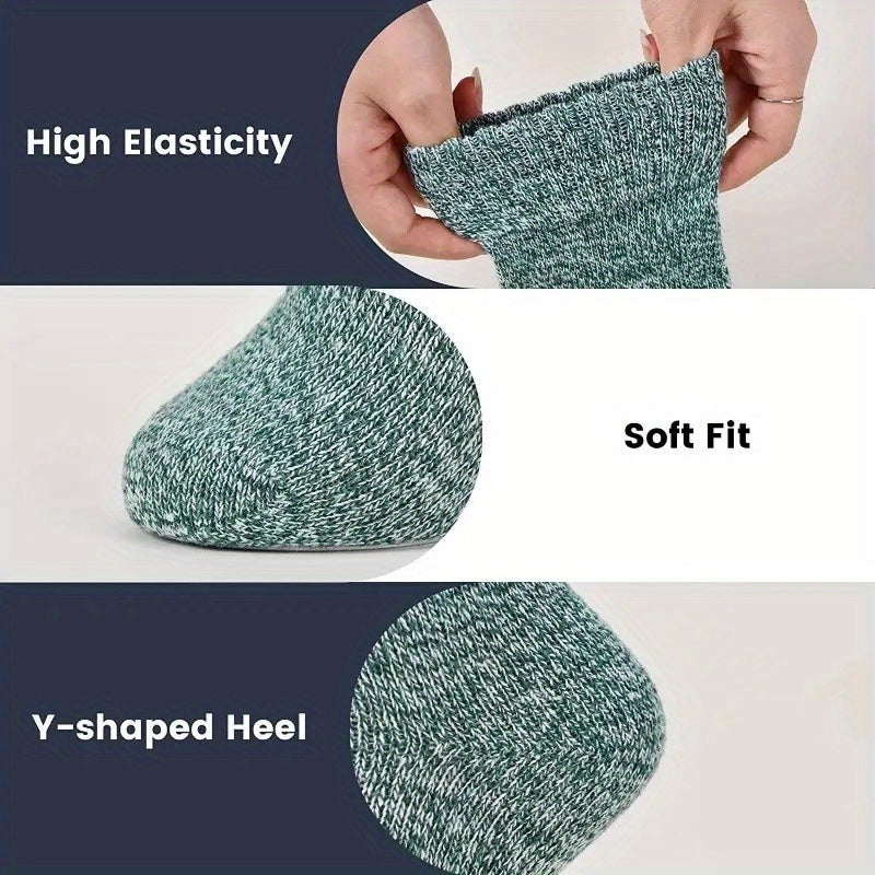 Lot de 5 paires de chaussettes chaudes en laine mérinos pour homme et femme, idéales pour les activités hivernales de plein air, la randonnée, le trekking, le camping et la pêche.