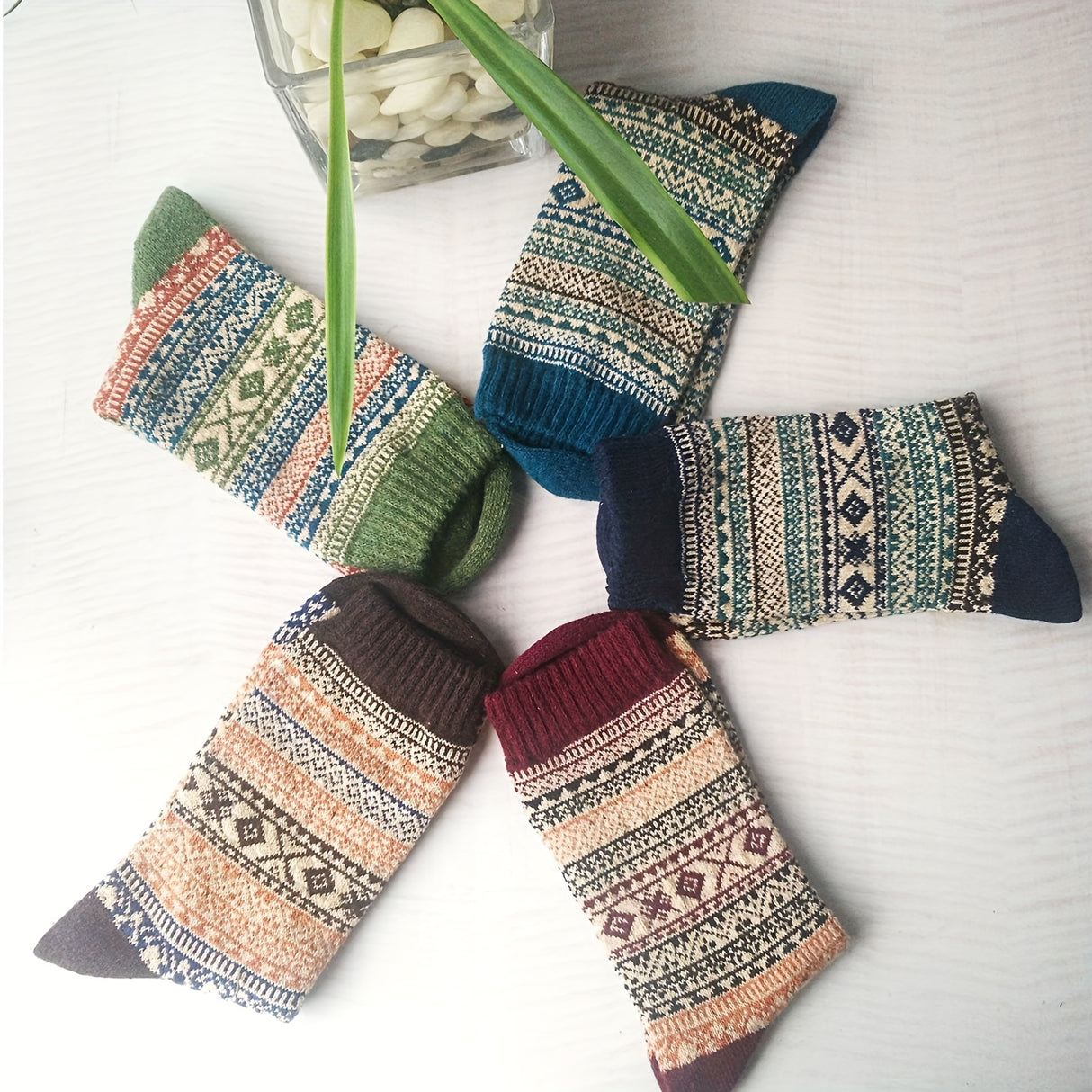 5 Pairs Women's Outdoor Socks, Warm Thick Mid-Calf Socks, Knitted, Ideal For Fall & Winter