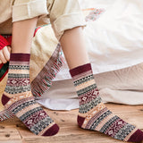 5 Pairs Women's Outdoor Socks, Warm Thick Mid-Calf Socks, Knitted, Ideal For Fall & Winter
